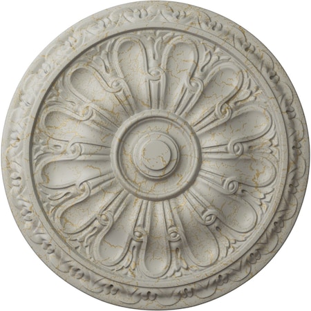 Ekena Millwork Kirke Ceiling Medallion (Fits Canopies up to 3 3/4"), 15 3/4"OD x 5/8"P, Pot of Cream Crackle CM16KIPCC